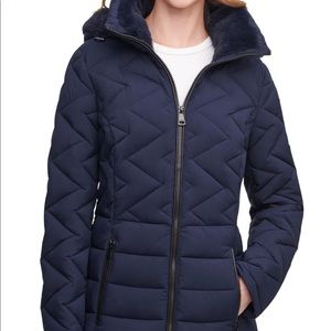 Short Faux Fur Puffer Jacket